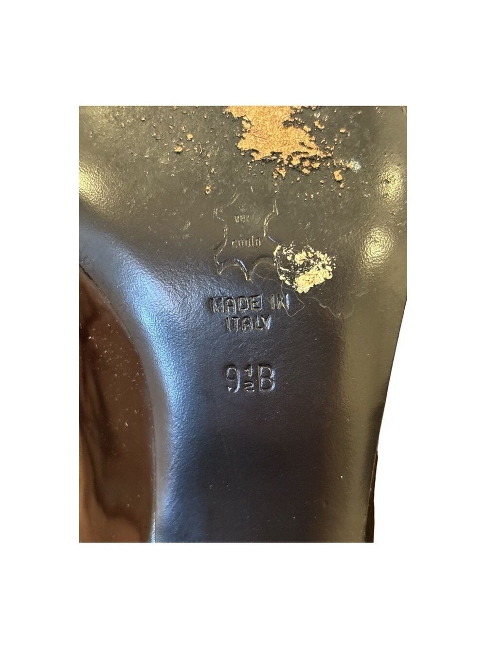 80s GAMA MADE IN ITALY BLACK PATENT LEATHER FLARED BLOCK HEEL COURT SHOE SZ 9.5 - Picture 9 of 9